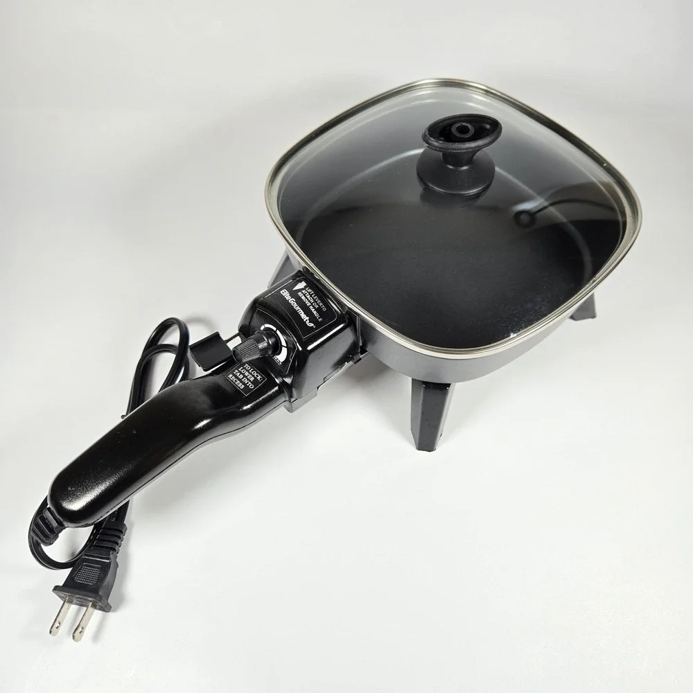 Elite Gourmet EFS-400 Personal Electric Skillet 7 Inch Non-Stick Black 600W